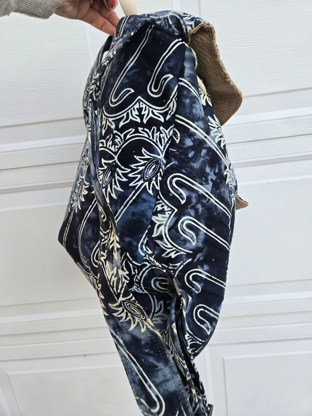 TaaLuma Tote Navy Floral Pattern Canvas Backpack